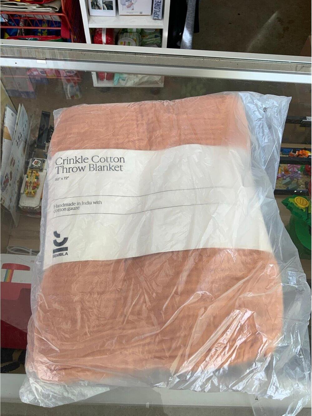 Sembla Crinkle Cotton Throw Blanket - Desert orange, 60" x 72"
